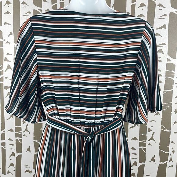 Forever 21 Contemporary Striped Wrap Midi Dress S - Picture 8 of 9
